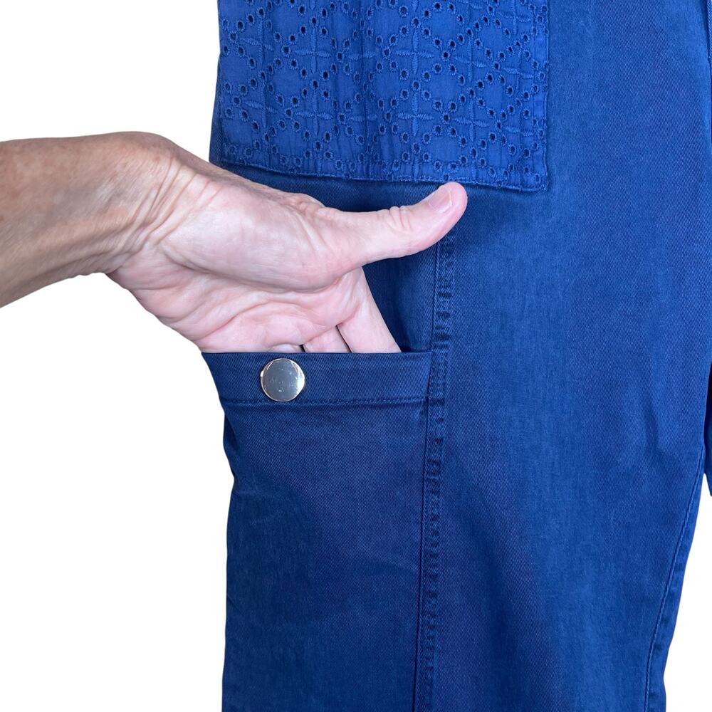 Soft Surroundings “Mira Vista Eyelet Crop Pants” in Patriot Blue Size Small NWT - Picture 6 of 15